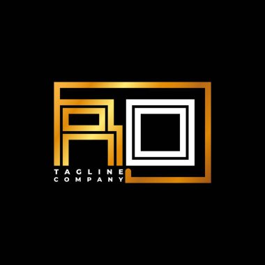 RO Logo harfi monogram şekil çizgisi altın vektör şablonu. İş monogram şirketi