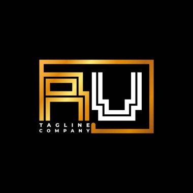 Karavan logo harfi monogram şekil çizgisi altın vektör şablonu. İş monogram şirketi