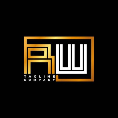 RW Logo harfli monogram şekil çizgisi altın vektör şablonu. İş monogram şirketi