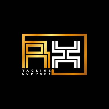RX Logo harfli monogram şekil çizgisi altın vektör şablonu. İş monogram şirketi