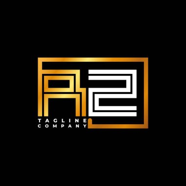 RZ Logo harfli monogram şekil çizgisi altın vektör şablonu. İş monogram şirketi