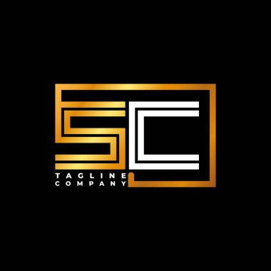 SC Logo harfli monogram şekil çizgisi altın vektör şablonu. İş monogram şirketi