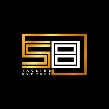 SB Logo harfi monogram şekil çizgisi altın vektör şablonu. İş monogram şirketi