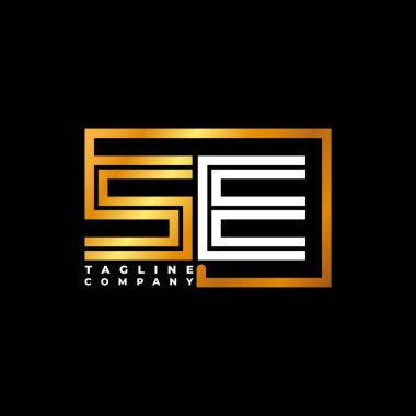 SE Logo harfli monogram şekil çizgisi altın vektör şablonu. İş monogram şirketi