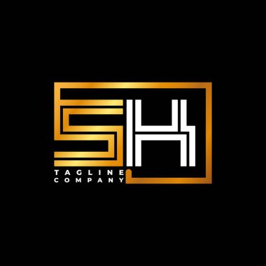 SK Logo harfi monogram şekil çizgisi altın vektör şablonu. İş monogram şirketi
