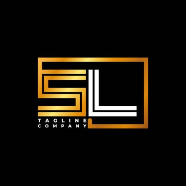SL Logo harfi monogram şekil çizgisi altın vektör şablonu. İş monogram şirketi