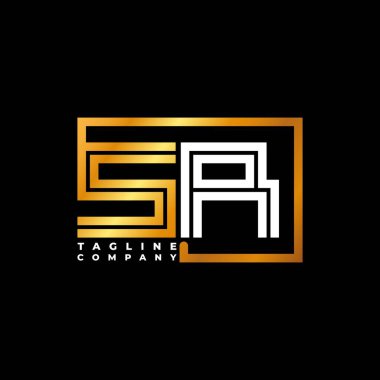 SR Logo harfi monogram şekil çizgisi altın vektör şablonu. İş monogram şirketi