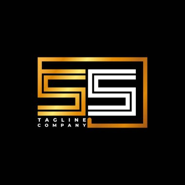 SS Logo harfli monogram şekil çizgisi altın vektör şablonu. İş monogram şirketi