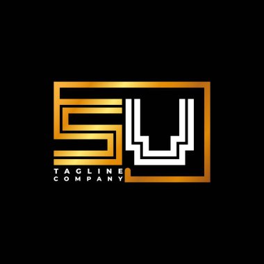 SV Logo harfli monogram şekil çizgisi altın vektör şablonu. İş monogram şirketi