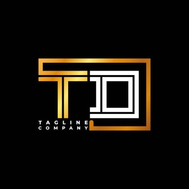 TD logo harfi monogram şekil çizgisi altın vektör şablonu. İş monogram şirketi