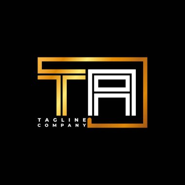 TA logo harfi monogram şekil çizgisi altın vektör şablonu. İş monogram şirketi