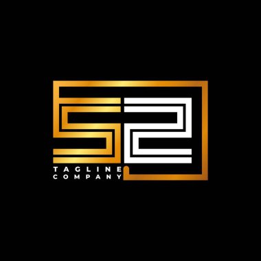 SZ Logo harfli monogram şekil çizgisi altın vektör şablonu. İş monogram şirketi