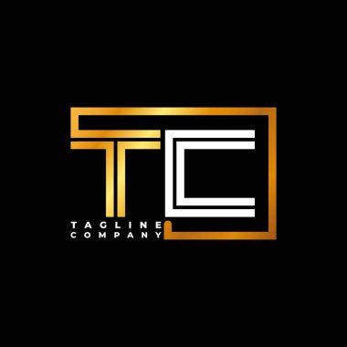 TC Logo harfi monogram şekil çizgisi altın vektör şablonu. İş monogram şirketi