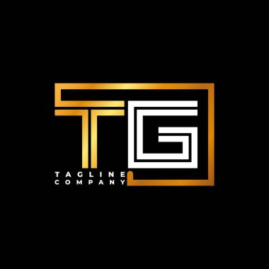 TG logo harfi monogram şekil çizgisi altın vektör şablonu. İş monogram şirketi
