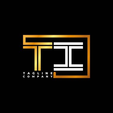 TI Logo harfi monogram şekil çizgisi altın vektör şablonu. İş monogram şirketi