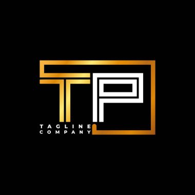 TP Logo harfi monogram şekil çizgisi altın vektör şablonu. İş monogram şirketi