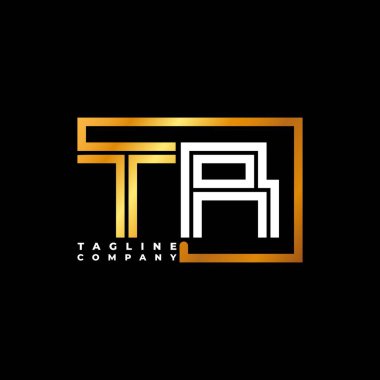 TR Logo harfli monogram şekil çizgisi altın vektör şablonu. İş monogram şirketi