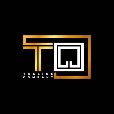 TQ Logo harfi monogram şekil çizgisi altın vektör şablonu. İş monogram şirketi