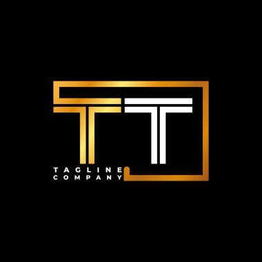 TT Logo harfi monogram şekil çizgisi altın vektör şablonu. İş monogram şirketi