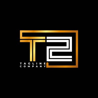 TZ Logo harfli monogram şekil çizgisi altın vektör şablonu. İş monogram şirketi
