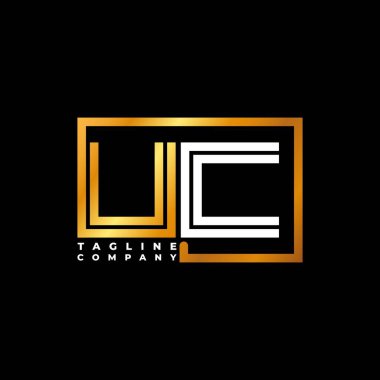 UC Logo harfi monogram şekil çizgisi altın vektör şablonu. İş monogram şirketi