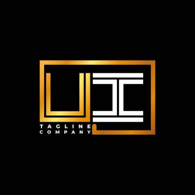 UI Logo harfi monogram şekil çizgisi altın vektör şablonu. İş monogram şirketi
