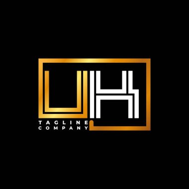 Birleşik Krallık logo harfli monogram şekil çizgisi altın vektör şablonu. İş monogram şirketi