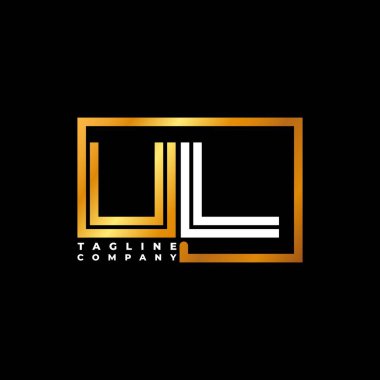 UL Logo harfi monogram şekil çizgisi altın vektör şablonu. İş monogram şirketi