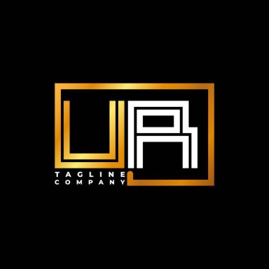 UR Logo harfli monogram şekil çizgisi altın vektör şablonu. İş monogram şirketi