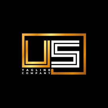 Amerikan Logosu harfleri monogram şekil çizgisi altın vektör şablonu. İş monogram şirketi