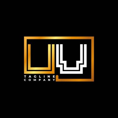Ultraviyole logo harfi monogram şekil çizgisi altın vektör şablonu. İş monogram şirketi