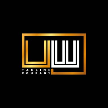 UW Logo harfli monogram şekil çizgisi altın vektör şablonu. İş monogram şirketi