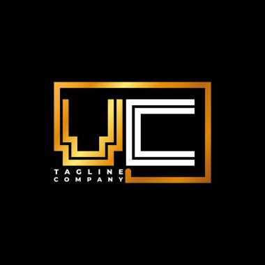 VC Logo harfi monogram şekil çizgisi altın vektör şablonu. İş monogram şirketi