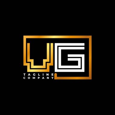 VG logo harfi monogram şekil çizgisi altın vektör şablonu. İş monogram şirketi