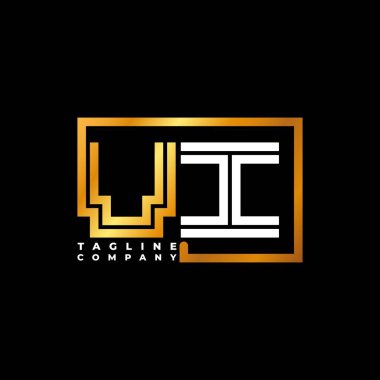 VI Logo harfli monogram şekil çizgisi altın vektör şablonu. İş monogram şirketi