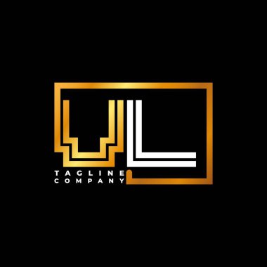 VL Logo harfi monogram şekil çizgisi altın vektör şablonu. İş monogram şirketi