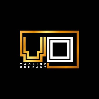 VO Logo harfi monogram şekil çizgisi altın vektör şablonu. İş monogram şirketi