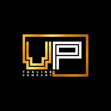 Başkan Yardımcısı Logo harfi monogram şekil çizgisi altın vektör şablonu. İş monogram şirketi