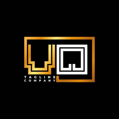 VQ Logo harfi monogram şekil çizgisi altın vektör şablonu. İş monogram şirketi