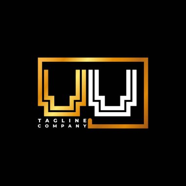 VV Logo harfi monogram şekil çizgisi altın vektör şablonu. İş monogram şirketi