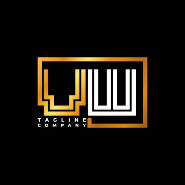 VW Logo harfi monogram şekil çizgisi altın vektör şablonu. İş monogram şirketi
