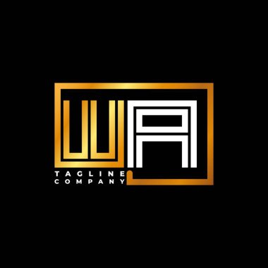 WA Logo harfli monogram şekil çizgisi altın vektör şablonu. İş monogram şirketi