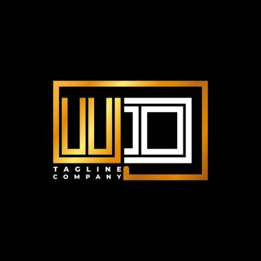 WD Logo harfi monogram şekil çizgisi altın vektör şablonu. İş monogram şirketi
