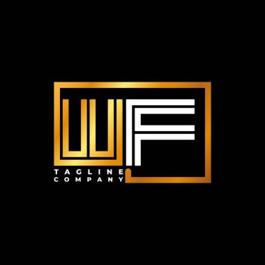 WF Logo harfi monogram şekil çizgisi altın vektör şablonu. İş monogram şirketi