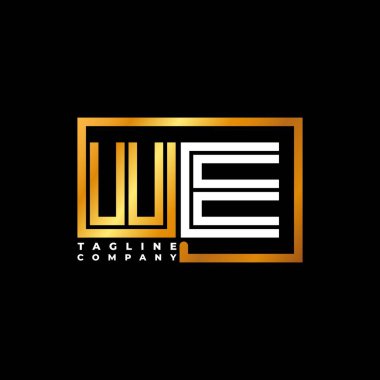 Biz logo harfli monogram şekil çizgisi altın vektör şablonu. İş monogram şirketi