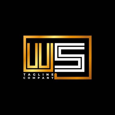 WS Logo harfi monogram şekil çizgisi altın vektör şablonu. İş monogram şirketi