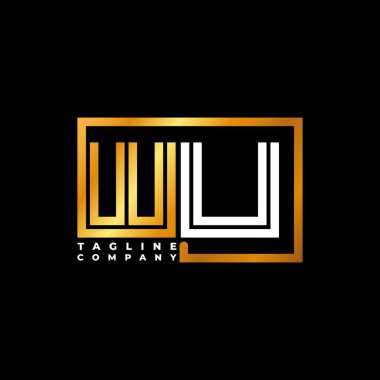 WU Logo harfli monogram şekil çizgisi altın vektör şablonu. İş monogram şirketi