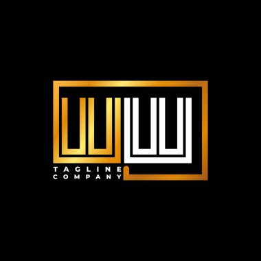 WW Logo harfli monogram şekil çizgisi altın vektör şablonu. İş monogram şirketi