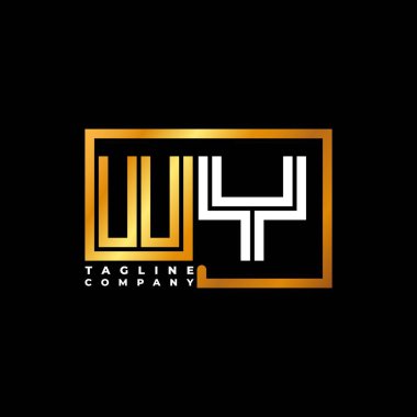 WY Logo harfi monogram şekil çizgisi altın vektör şablonu. İş monogram şirketi