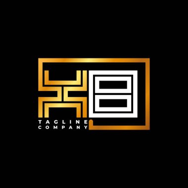 XB Logo harfli monogram şekil çizgisi altın vektör şablonu. İş monogram şirketi